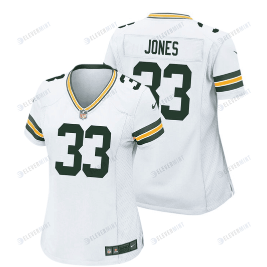 Aaron Jones 33 Green Bay Packers Women Away Game Jersey - White